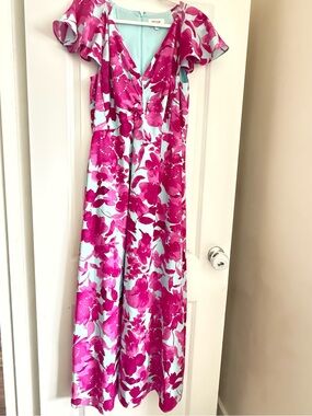 Elegant eye, catching, kensie Floral Fuchsia & Light Blue Maxi Dress